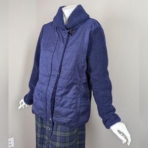 Ralph Lauren Active Fleece Jacket Size M Navy Sherpa Lined Puffer Hybrid